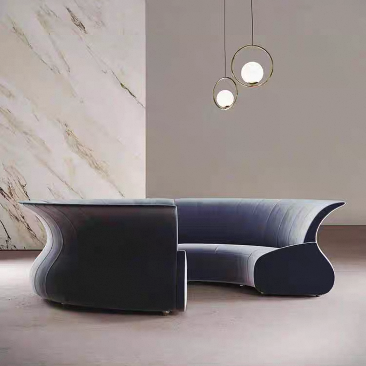 Desforma Sofa Simple Modern Arc-shaped sofa Multi-seater Sofa For Office Buildings Hotel Lobbies Creative Semi-circular Fabric Sofa