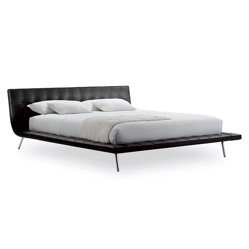 Italian Minimalist Villa large Flat Poliform Onda Bed Bedroom Leather Double Bed
