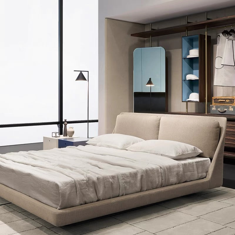 Italian Minimalist Fabric Bed Porro Makura Double Bed Modern Master Bedroom Bed
