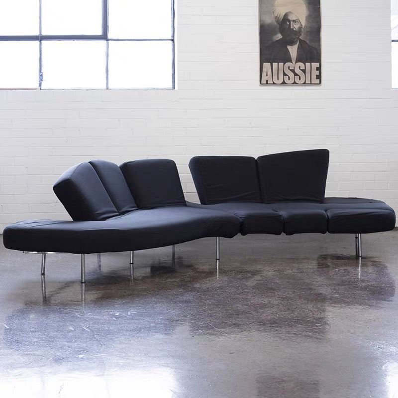 Edra Flap Sofa Villa Mansion Large Flat Living Room Multi-functional Stainless Steel Folding Sofa
