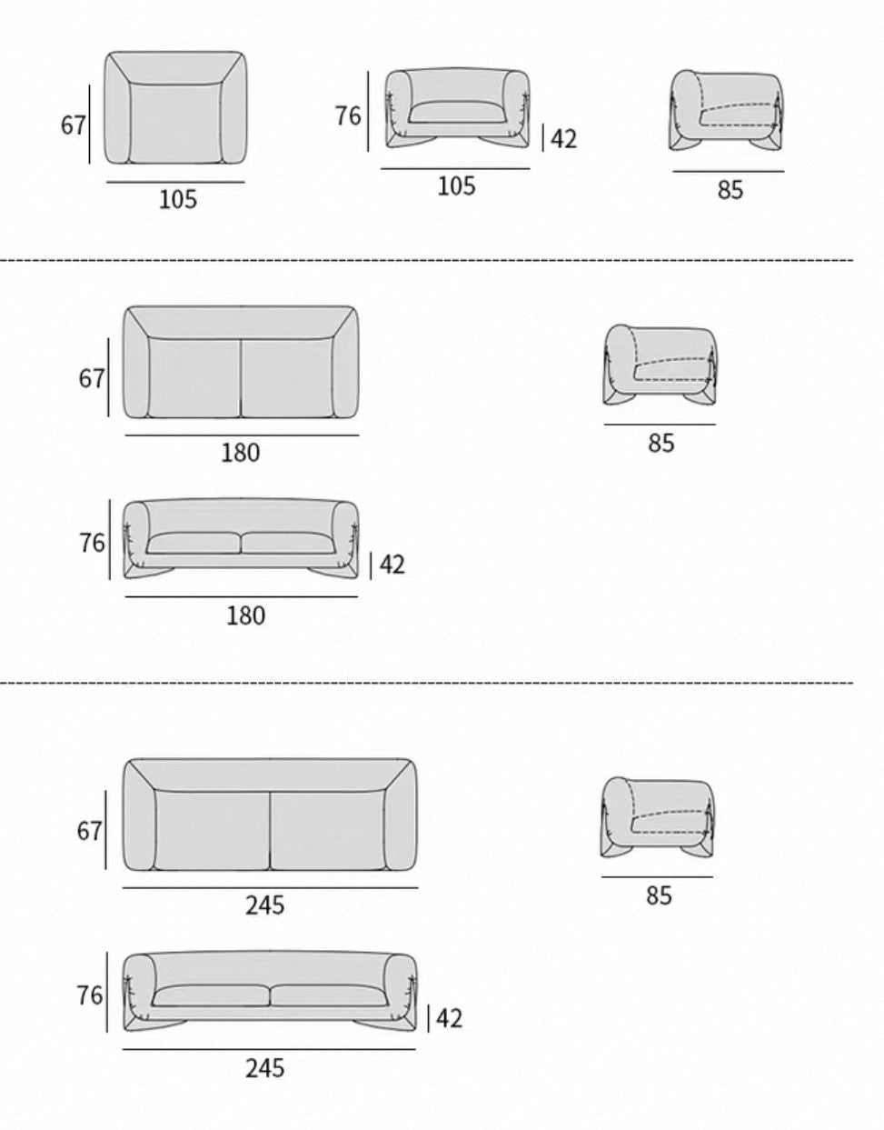 Porada Designer Fabric Straight Row 3-seater Sofa Living Room Wabi-sabi Style White Teddy Velvet Sofa Minimalist Sofa