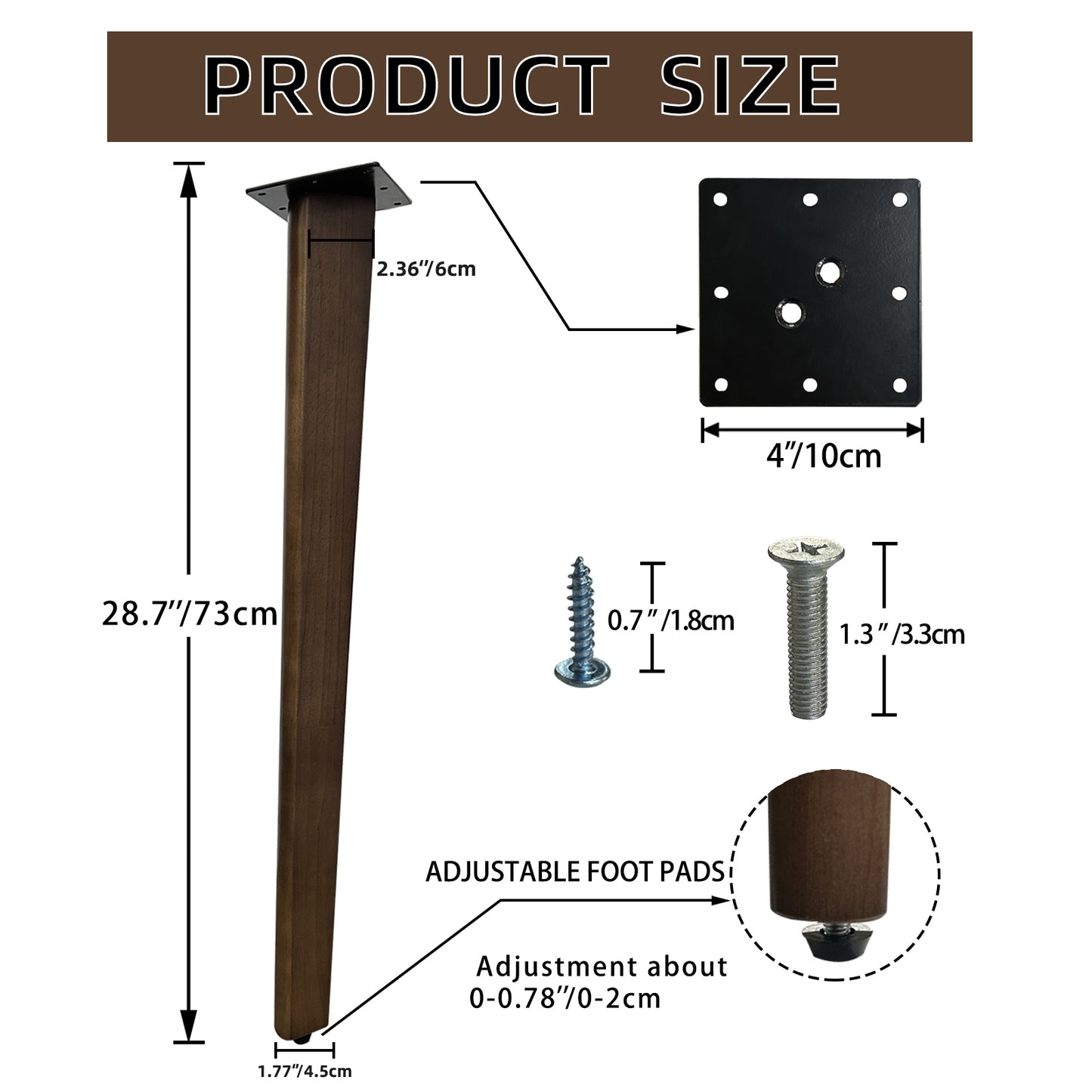 QLLY 28" Slant Wooden Table Legs, Solid Wood Angled Furniture Legs, Set of 4, Easy to Install - Perfect for DIY Dining Tables, Coffee Tables, and Benches