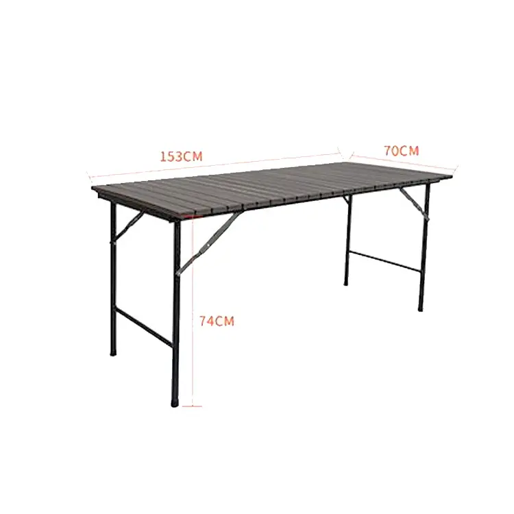 Customized 1.66m HDPE Blow Molded Folding Table Hollowed Out Wood Like Night Market Stall Outdoor Garden Picnic Table