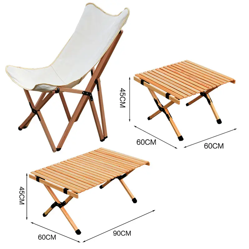 Customized Outdoor Folding Egg Roll Table Suitable For Picnic Camping Solid Wood Table