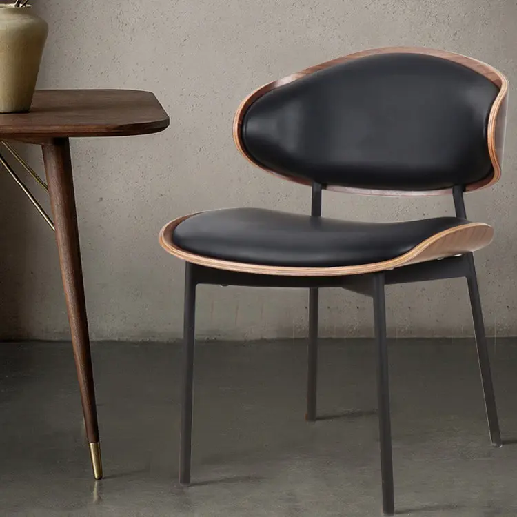 Customized Modern Solid Wood Dining Chair Italian Leisure Study Makeup Chair Nordic Black Leather Armless Designer Chair