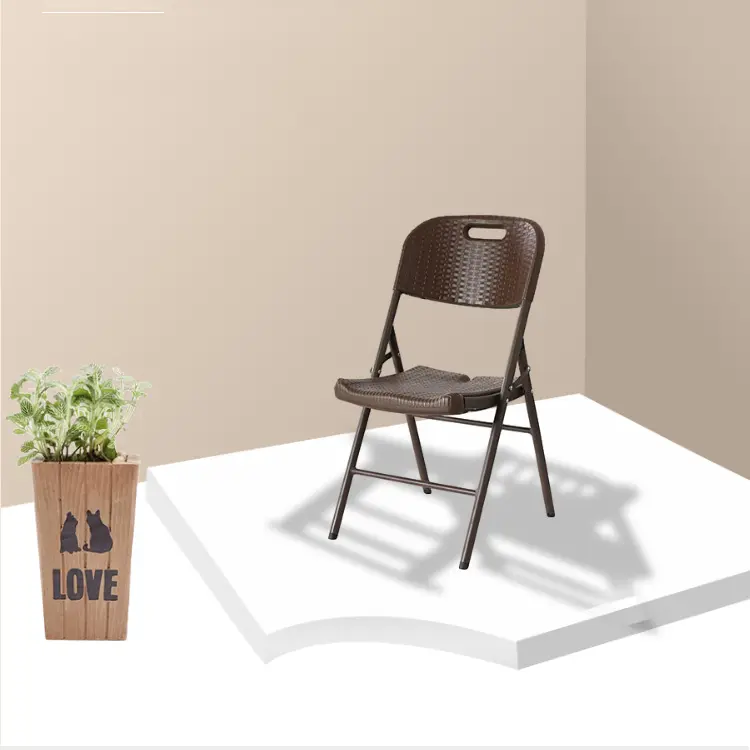 Customized Foldable Outdoor Camping Armchair, Blow Molded Hollow Wood Grain HDPE Commercial Restaurant Leisure Chair