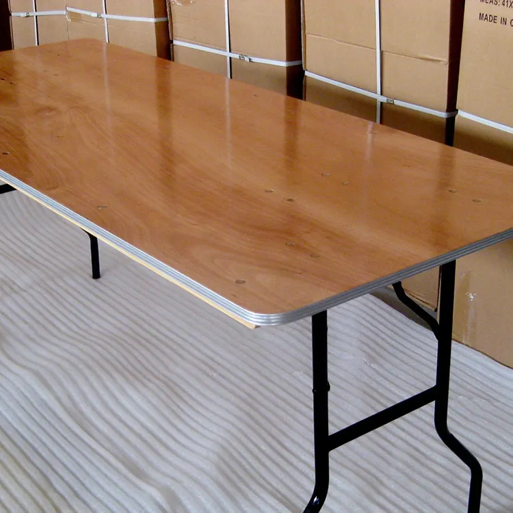 Customized 6ft 72'' Rectangle Fireproof Board Plywood Folding Outdoor Dining Table, Restaurant Banquet Hotel Durable Table For Events