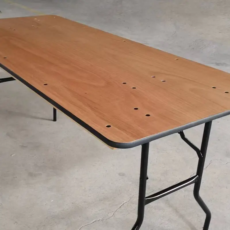 Customized 6ft 72'' Rectangle Fireproof Board Plywood Folding Outdoor Dining Table, Restaurant Banquet Hotel Durable Table For Events
