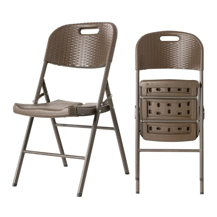 Customized Foldable Outdoor Camping Armchair, Blow Molded Hollow Wood Grain HDPE Commercial Restaurant Leisure Chair