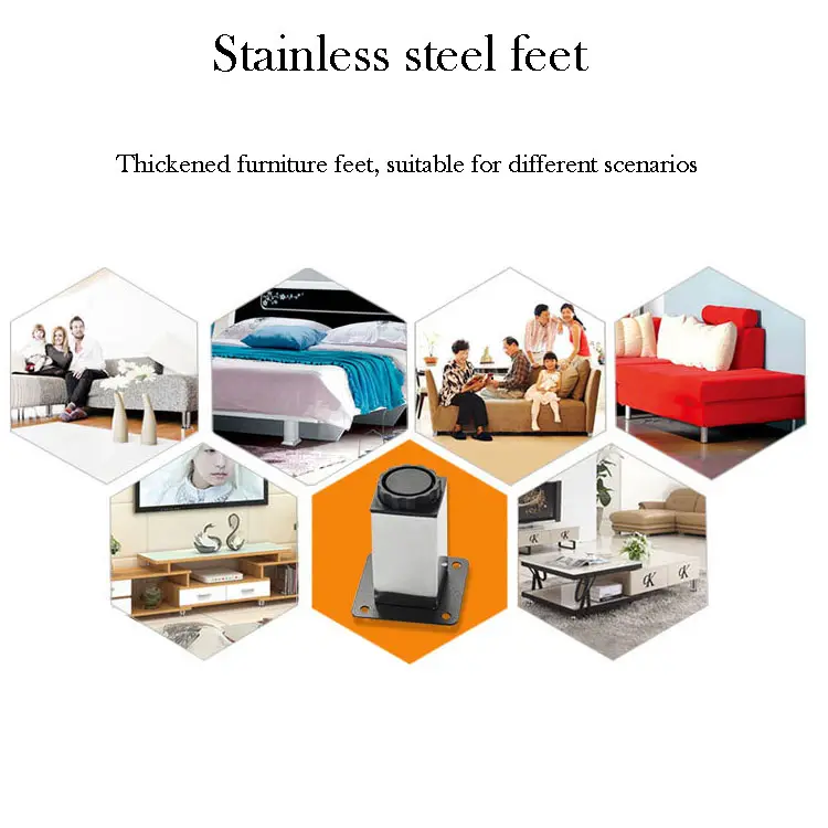 Customized Square Stainless Steel Cabinet Feet Sofa Feet Adjustable Height Table Leg Furniture Feet