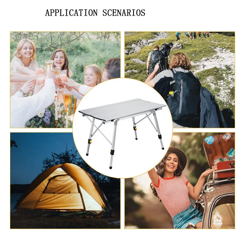 Customized Aluminum Alloy Outdoor Folding Table Retractable Lifting Camping Barbecue Table Height Adjustable Table