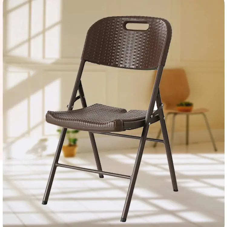 Customized Foldable Outdoor Camping Armchair, Blow Molded Hollow Wood Grain HDPE Commercial Restaurant Leisure Chair