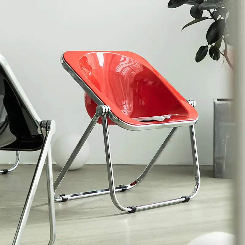 Customized Nordic Simple Transparent Acrylic Backrest Folding Chair, Dining Room Living Room Home Chair
