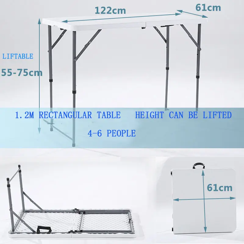 Customized 6ft Heavy Duty Outdoor Folding Camping Dining Picnic Conference Training Wedding Rectangular Plastic Tables For Events Party