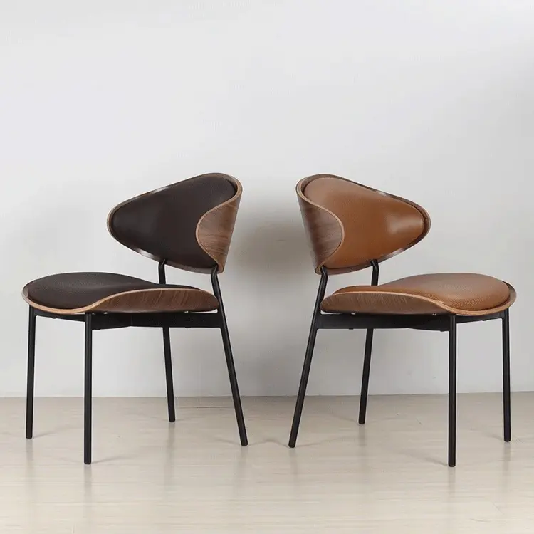 Customized Modern Solid Wood Dining Chair Italian Leisure Study Makeup Chair Nordic Black Leather Armless Designer Chair