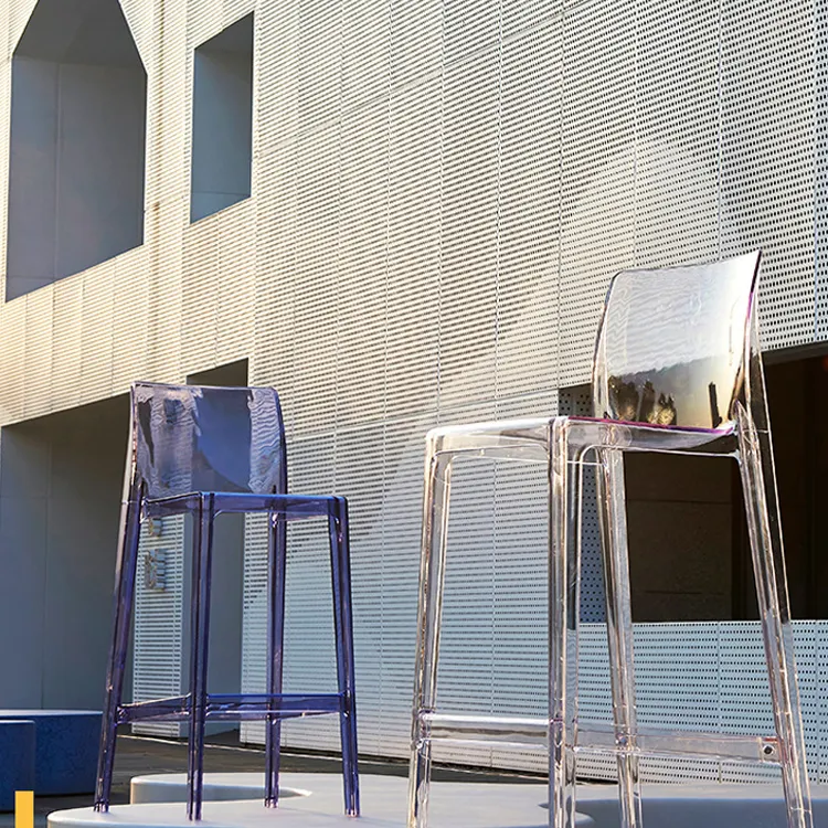 Customized Nordic Style Home Stackable Simple Plastic Bar Front High Transparent Acrylic Chair