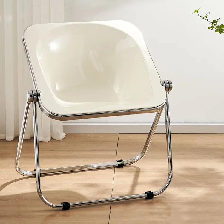 Customized Nordic Simple Transparent Acrylic Backrest Folding Chair, Dining Room Living Room Home Chair