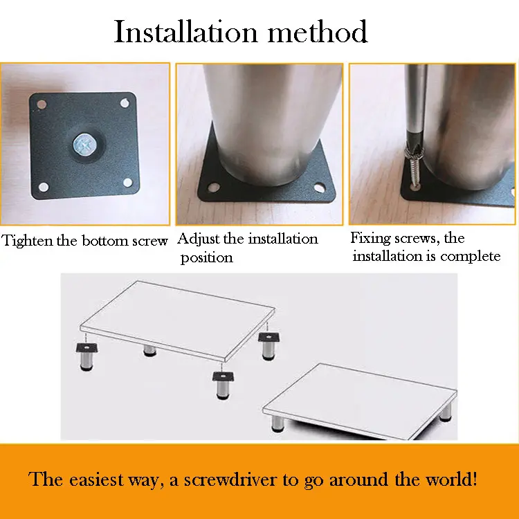 Customized Square Stainless Steel Cabinet Feet Sofa Feet Adjustable Height Table Leg Furniture Feet