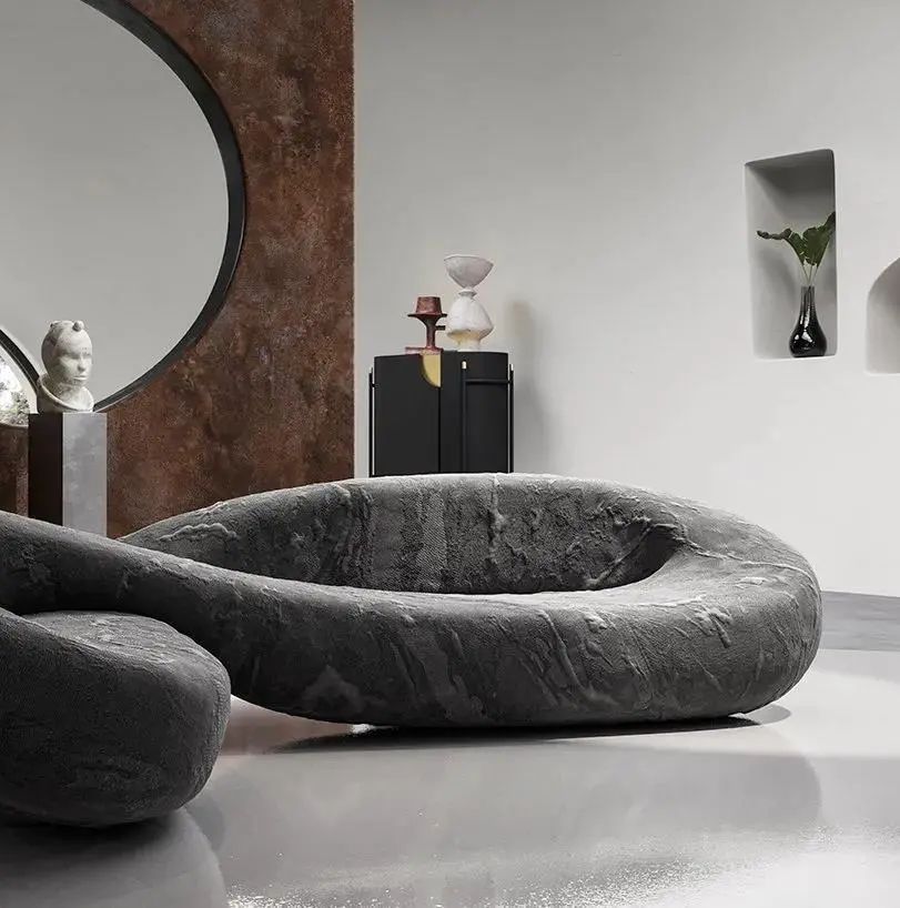 Modern Italian Minimalist Design Light Luxury Living Room Sofa Creative Alien Net Red Fabric Art