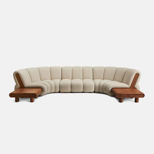 Trend 2025 Home Furniture Sofa Set Living Room Curved Sofa Couch Wooden House White Velvet Fabric Sectional Sofa
