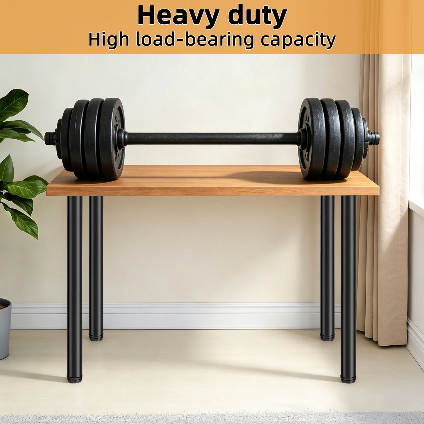 QLLY Adjustable Tall Metal Desk Legs, Office Table Furniture Leg Set, Set of 4