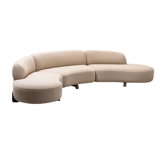 Fashion Design Round Living Room White Sofa Set Hotel Reception Luxury Lobby Sofa Curved 6 Seat Big Couch