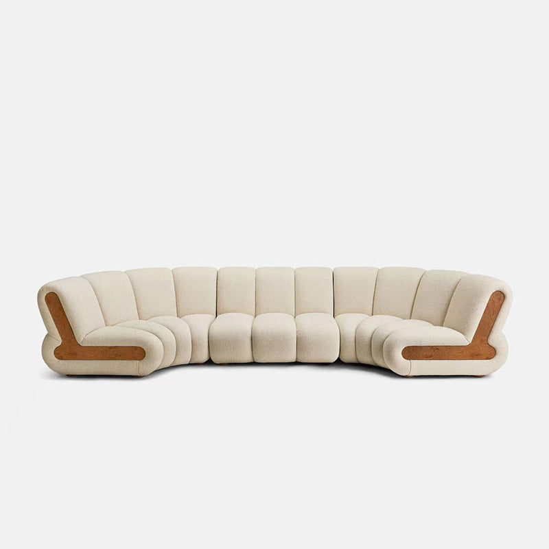 Trend 2025 Home Furniture Sofa Set Living Room Curved Sofa Couch Wooden House White Velvet Fabric Sectional Sofa