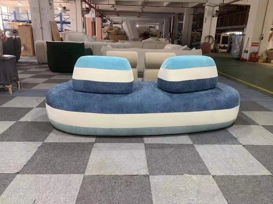 Double Modern Creative Living Room Hotel Reception Office Lounge Furniture Custom Color Collision Patchwork Curved Macaron Sofa