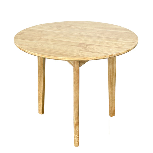 QLLY Round Solid Dining Table for 2-4 People, Wooden Kitchen Table for Small Space, Easy Assembly