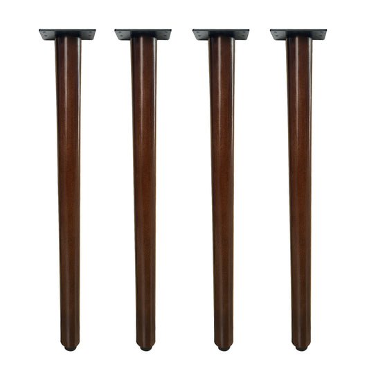 QLLY Solid Wood Round Table Legs, Wooden Desk Leg, Heavy Duty DIY Furniture Legs for Dining Table, Office Desk, Set of 4, Easy Assembly