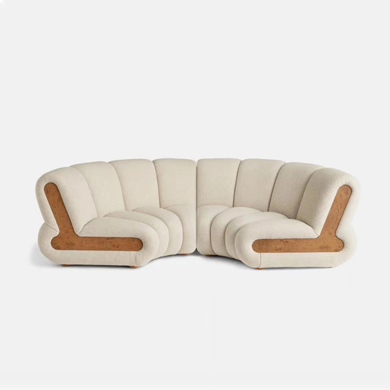 Trend 2025 Home Furniture Sofa Set Living Room Curved Sofa Couch Wooden House White Velvet Fabric Sectional Sofa