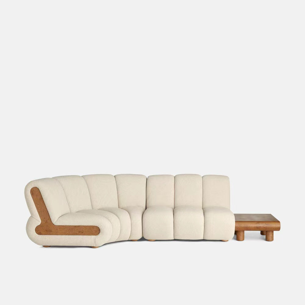 Trend 2025 Home Furniture Sofa Set Living Room Curved Sofa Couch Wooden House White Velvet Fabric Sectional Sofa