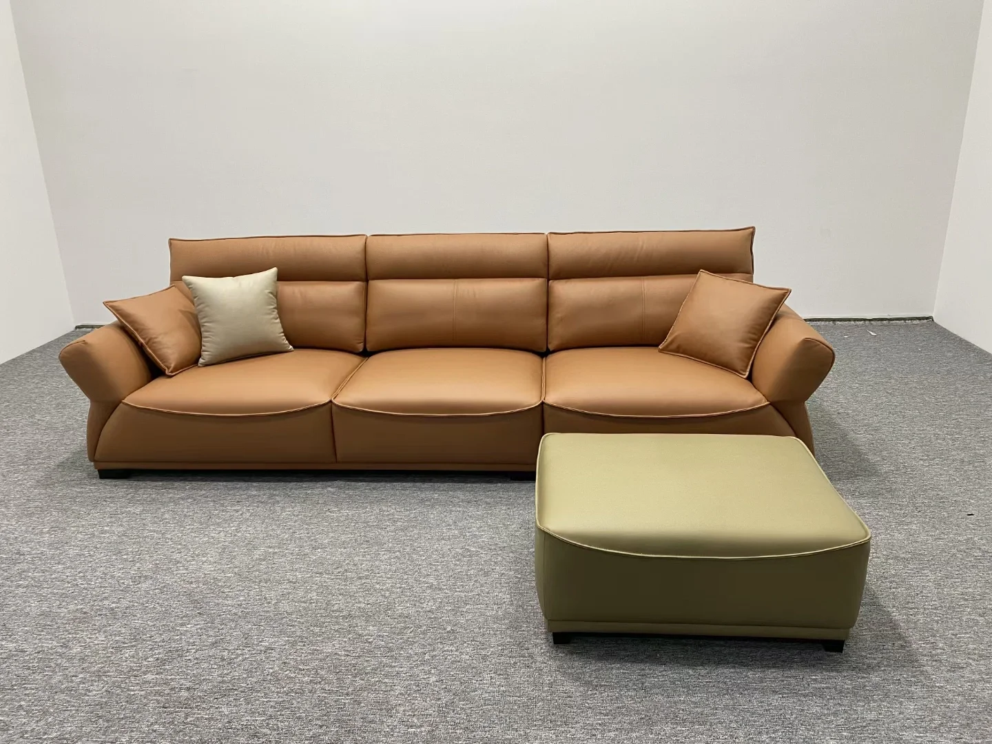 Italian Minimalist Light Luxury Sofa Living Room Three-seat Simple Modern Leather High Back Sofas
