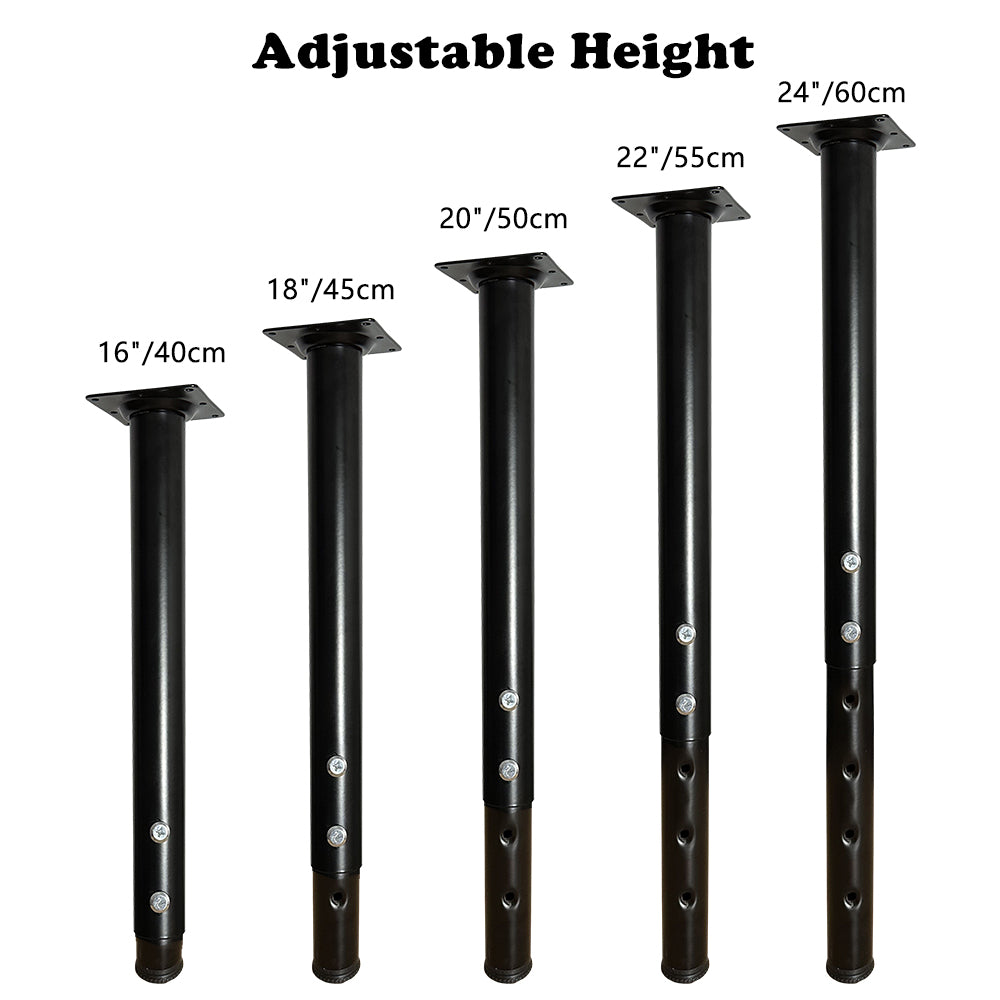 QLLY Adjustable Metal Table Leg, 16-24 inch, 40-60cm, Home Office DIY Desk Leg, Furniture Leg Set