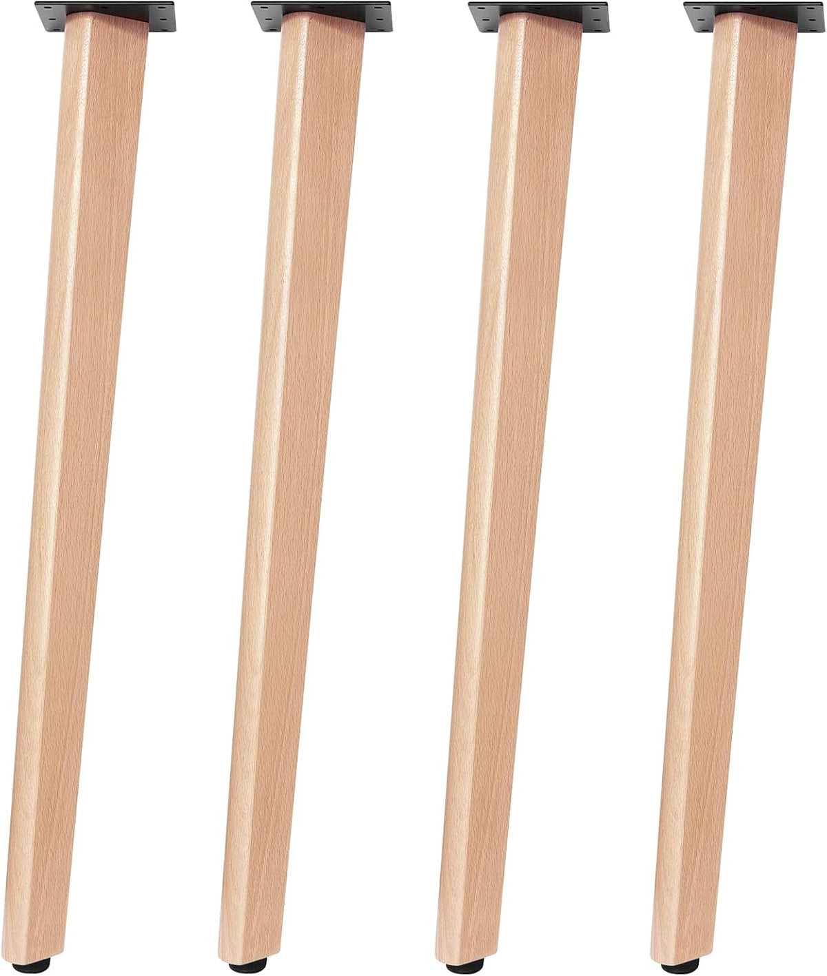 Solid Beech Wood Table Legs, Wooden Furniture Leg, Full Hardware for Dining & Office Desk Builds