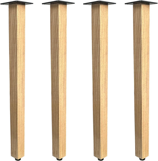 QLLY 28 inch Square Wooden Table Legs, Solid Wood Desk Legs, Wood Furniture Legs, Set of 4, Easy to Install - Perfect for DIY Dining Tables, Coffee Tables, and Benches (Natural, 28 inch)