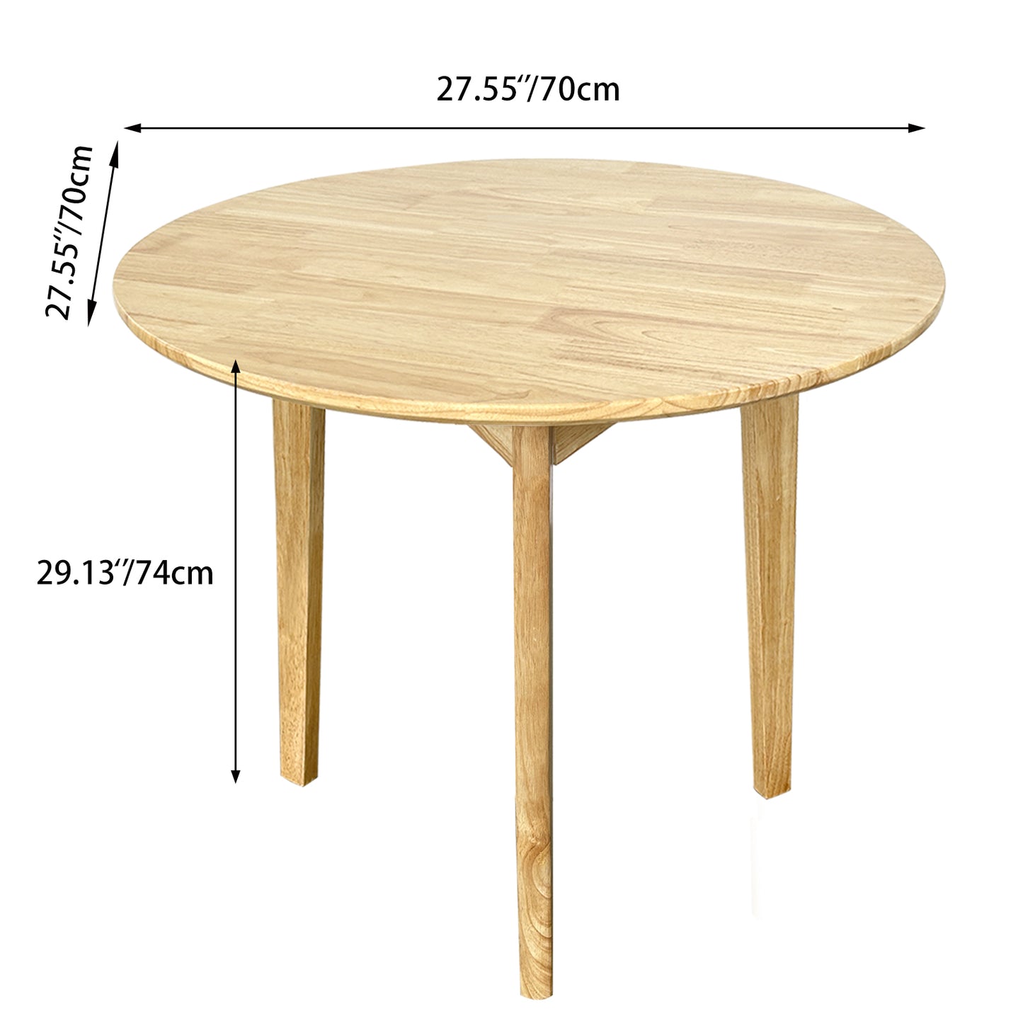 QLLY Round Solid Dining Table for 2-4 People, Wooden Kitchen Table for Small Space, Easy Assembly