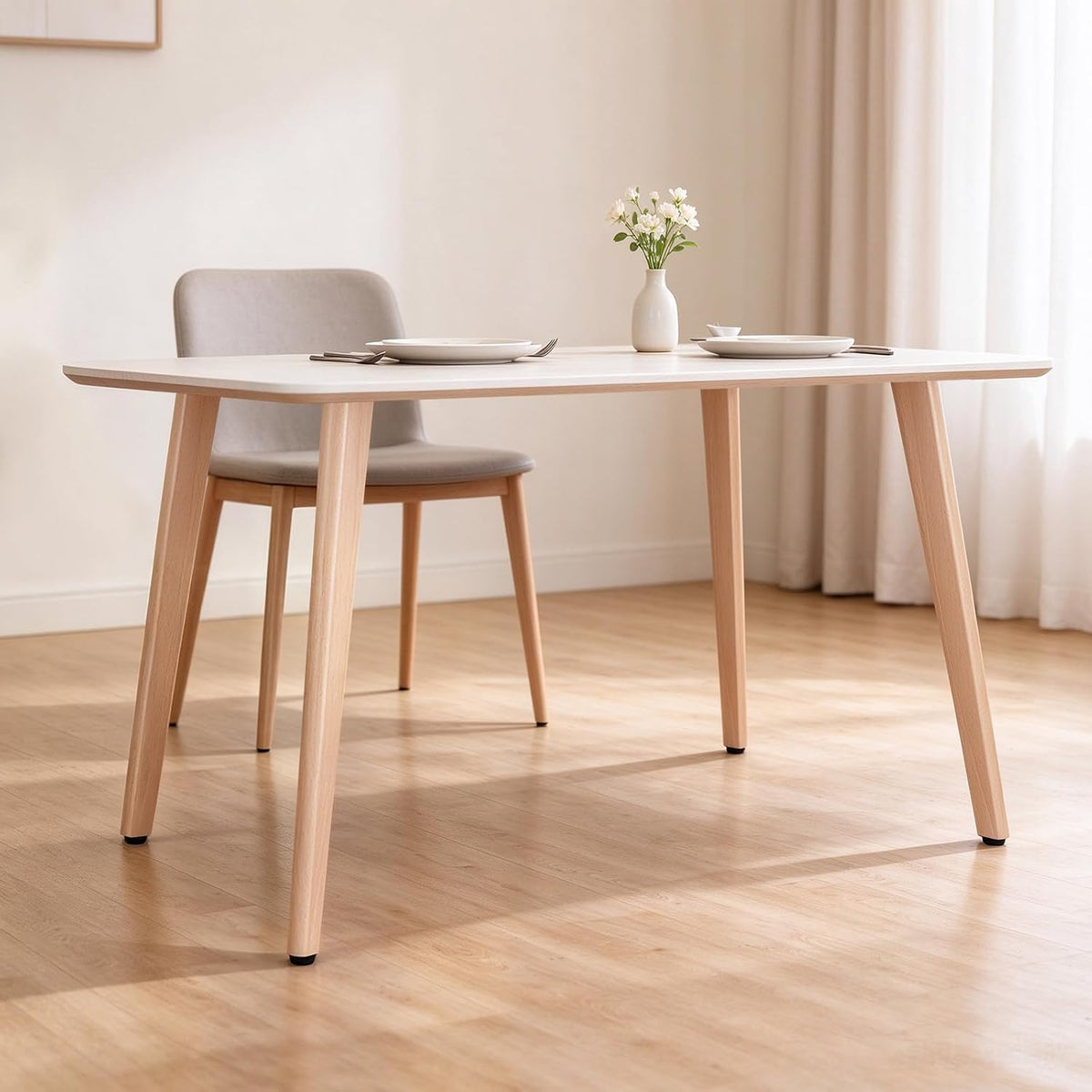 Solid Beech Wood Table Legs, Wooden Furniture Leg, Full Hardware for Dining & Office Desk Builds