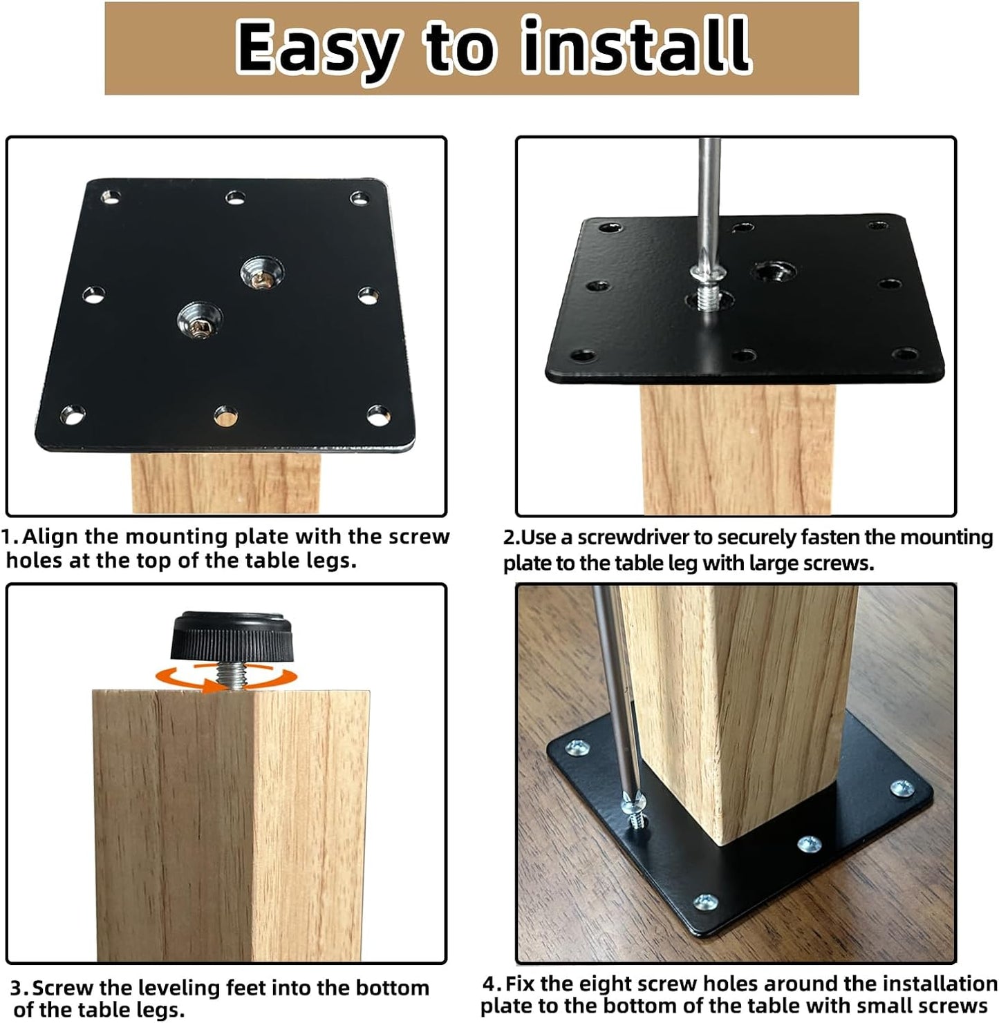 QLLY 28 inch Square Wooden Table Legs, Solid Wood Desk Legs, Wood Furniture Legs, Set of 4, Easy to Install - Perfect for DIY Dining Tables, Coffee Tables, and Benches (Natural, 28 inch)