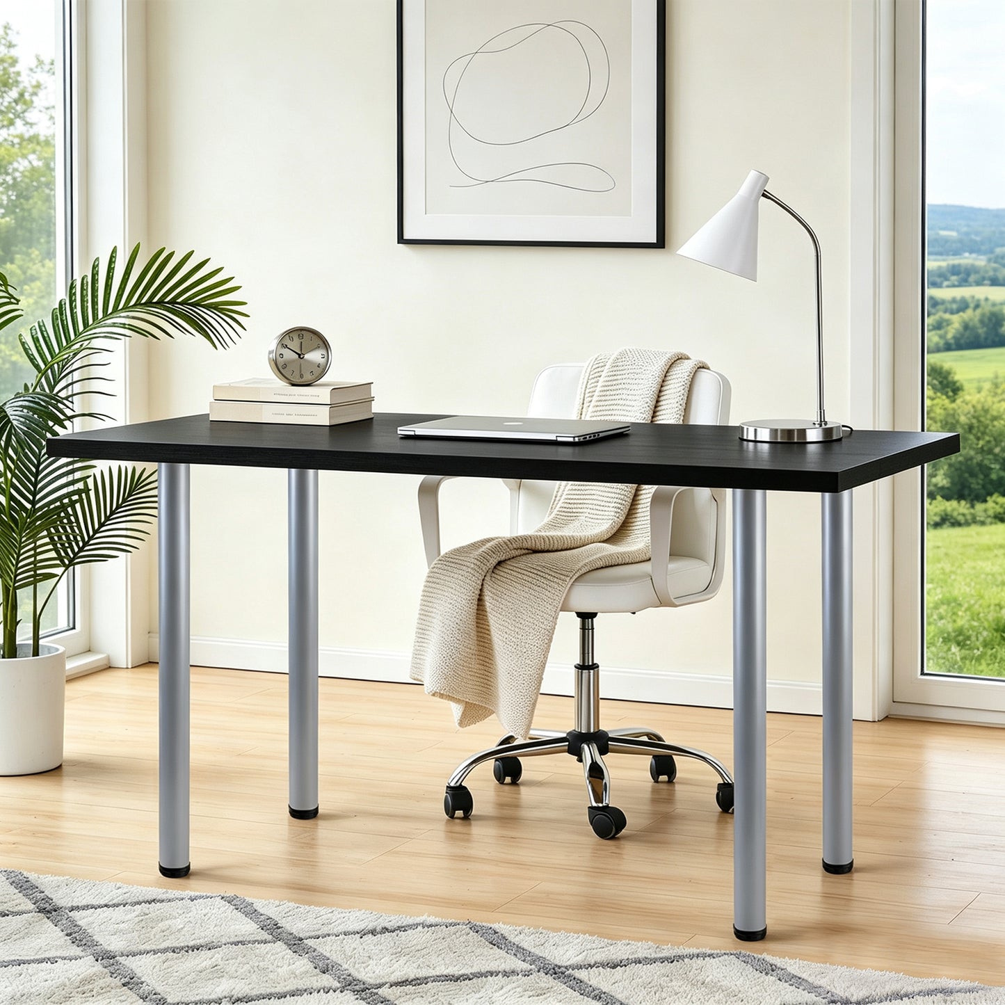 QLLY Adjustable Tall Metal Desk Legs, Office Table Furniture Leg Set, Set of 4