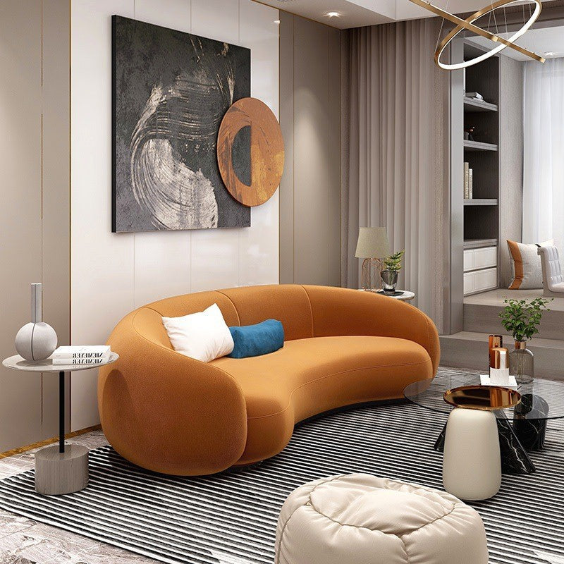 Scandinavian creative arc sofa fabric hotel lobby beauty salon designer living room leisure net red shaped sofa Scandinavian creative arc sofa fabric hotel lobby beauty salon designer living room leisure net red shaped sofa couch