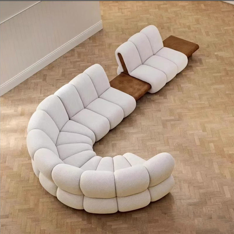 Trend 2025 Home Furniture Sofa Set Living Room Curved Sofa Couch Wooden House White Velvet Fabric Sectional Sofa