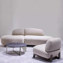 Fashion Design Round Living Room White Sofa Set Hotel Reception Luxury Lobby Sofa Curved 6 Seat Big Couch