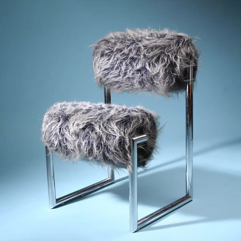Due Piu Armchair Wool Chair Hotel Coffee Shop Fashionable Metal Backrest Chair Home Casual Dressing Chair