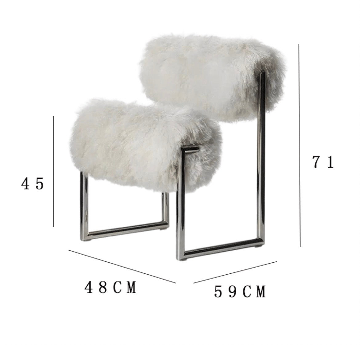 Due Piu Armchair Wool Chair Hotel Coffee Shop Fashionable Metal Backrest Chair Home Casual Dressing Chair