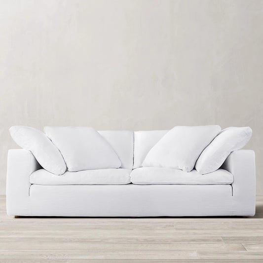 RH Furniture Modern Simple Cotton Linen White Fabric Sofa French Retro Living Room Household Single Triple Sofa