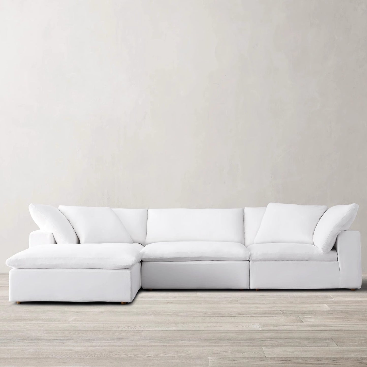 RH Furniture Modern Simple Cotton Linen White Fabric Sofa French Retro Living Room Household Single Triple Sofa