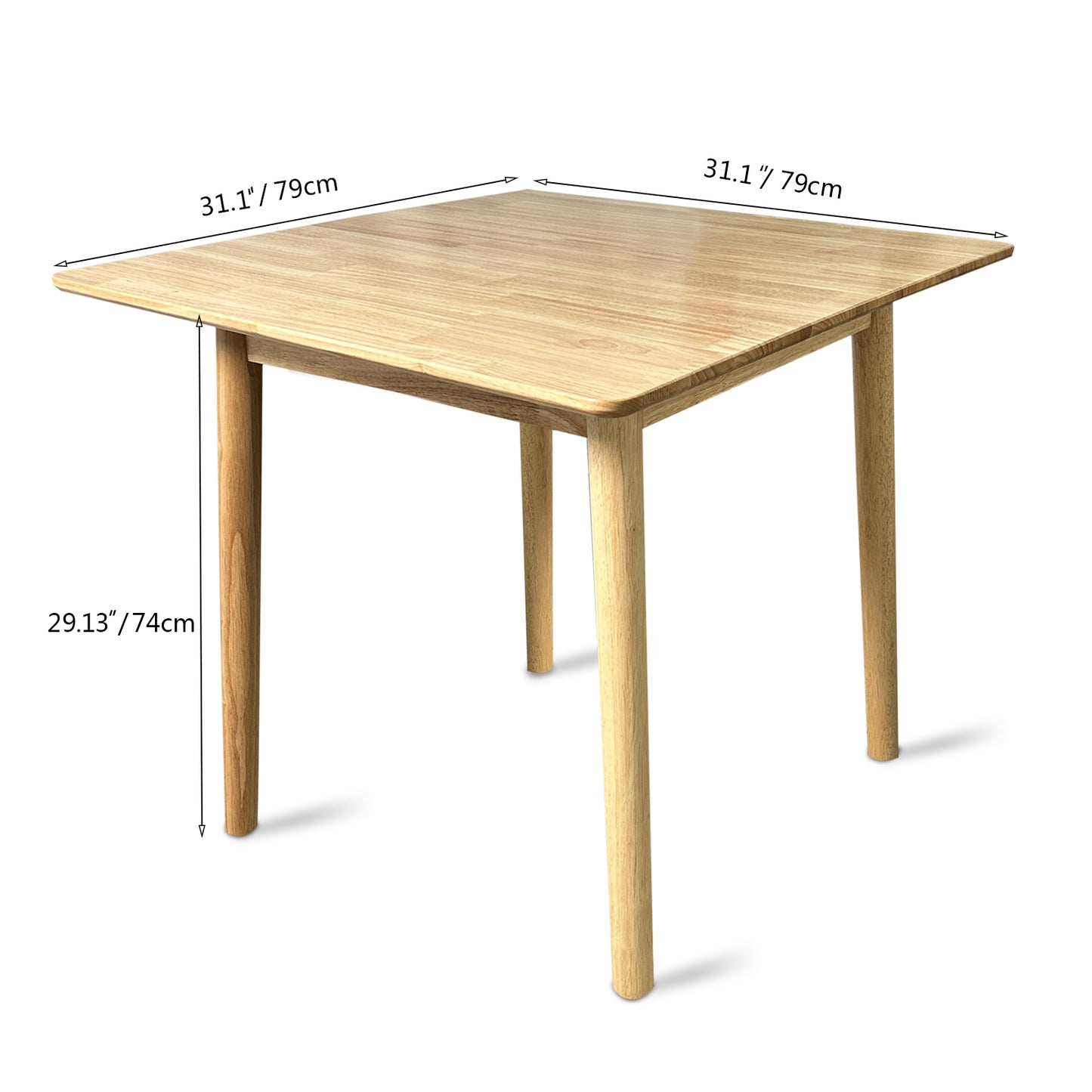 QLLY Solid Wood Rectangular Dining Table, Natural Wood Oak Kitchen Desk, Easy Assembly