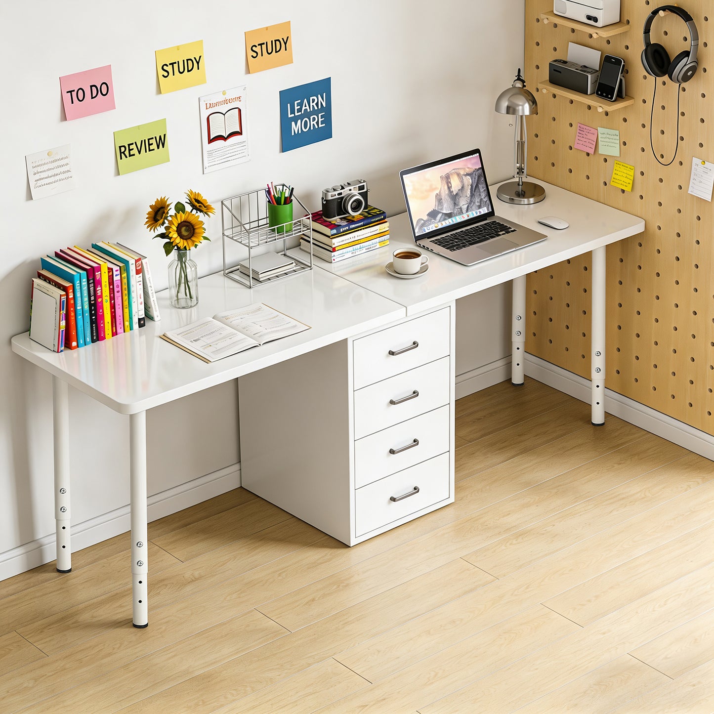 QLLY Adjustable Round Desk Leg, 24-40 inch, 60-100cm, Home Office DIY Metal Table Leg, Furniture Leg Set