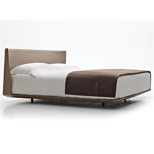 Italian Minimalist Saddle Leather Bed Alys Bed Bedroom Double Bed Suspended Bed Leather bed